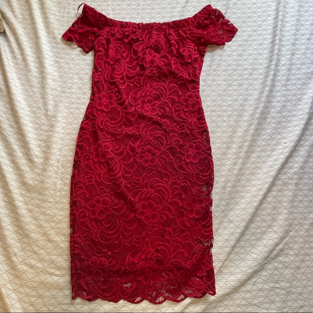 Burgundy lace dress